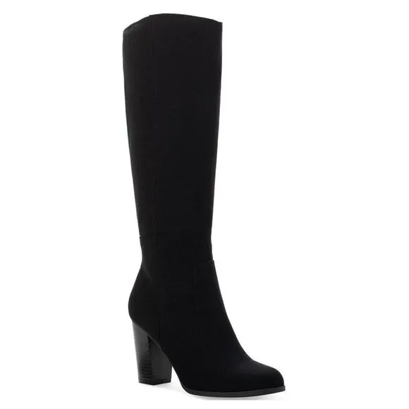 Style &amp; Co. Womens Addyy Faux Suede Knee-High Boots Black 5 NEW #K505