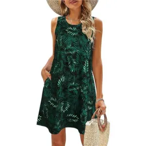 Summer Dresses for Women Beach Leaf Green