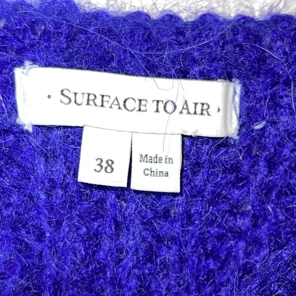 SURFACE TO AIR Purple Cable Knit Mohair Wool Blend Pullover Sweater Size eu38/S