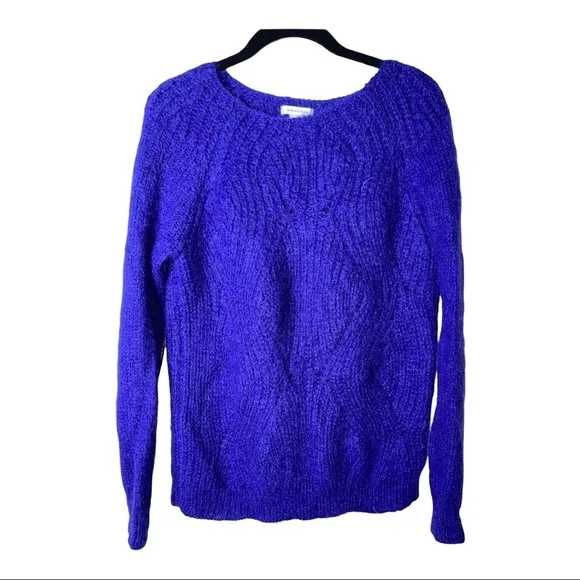 SURFACE TO AIR Purple Cable Knit Mohair Wool Blend Pullover Sweater Size eu38/S