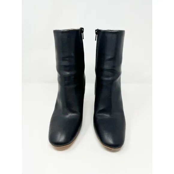 Sydney Brown High Ankle Boot Black Natural Wood Circle Heel EU 39/US 9