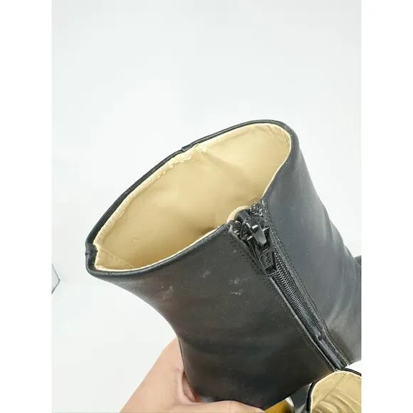 Sydney Brown High Ankle Boot Black Natural Wood Circle Heel EU 39/US 9