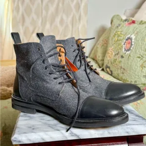 Taft Gray and Black Oxfords with Leather Accents