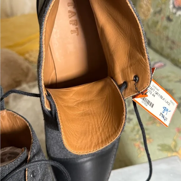 Taft Gray and Black Oxfords with Leather Accents