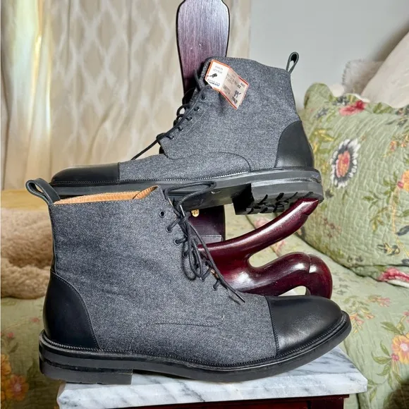 Taft Gray and Black Oxfords with Leather Accents
