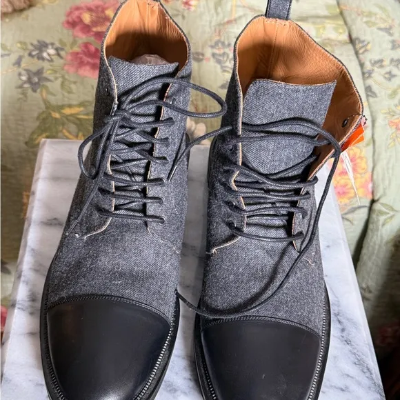 Taft Gray and Black Oxfords with Leather Accents