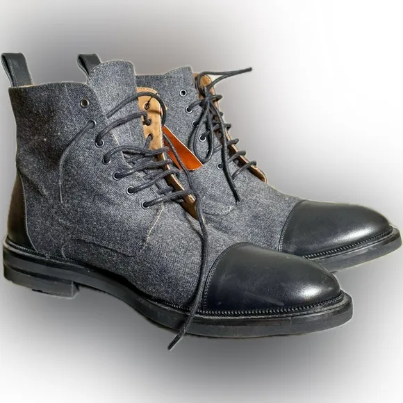 Taft Gray and Black Oxfords with Leather Accents