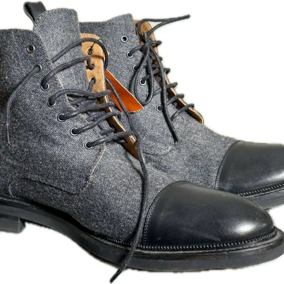 Taft Gray and Black Oxfords with Leather Accents