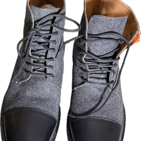 Taft Gray and Black Oxfords with Leather Accents