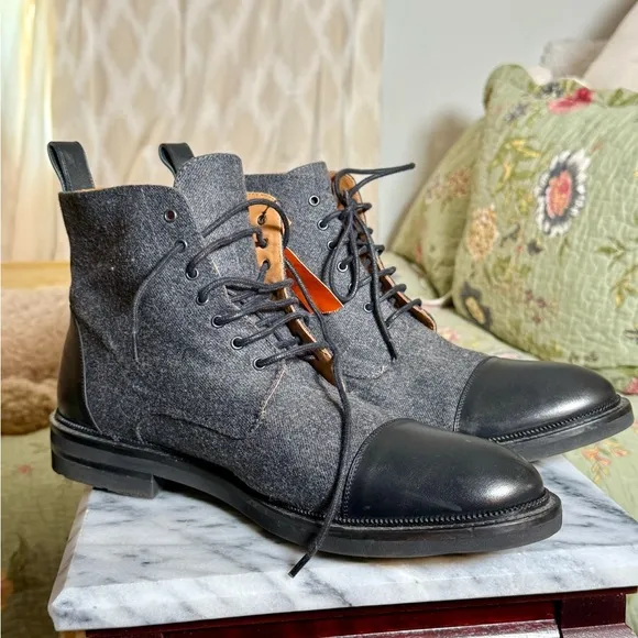 Taft Gray and Black Oxfords with Leather Accents