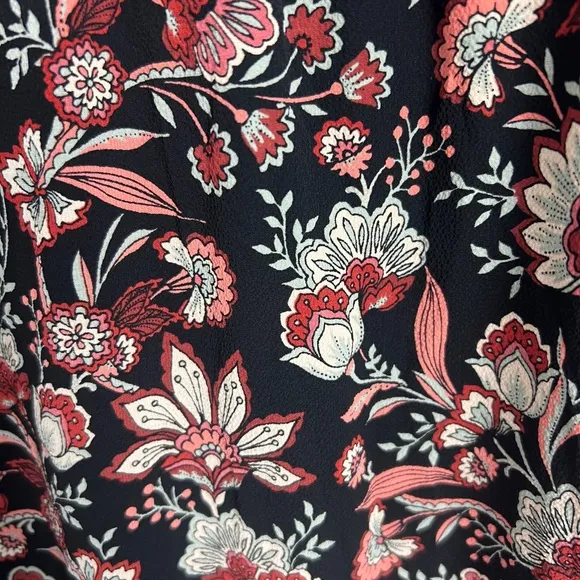 Talbots Plus Bracelet Sleeve Elastic Waist Autumn Garden Feminine Midi Dress 2X