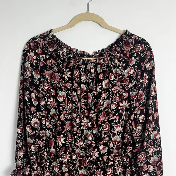 Talbots Plus Bracelet Sleeve Elastic Waist Autumn Garden Feminine Midi Dress 2X