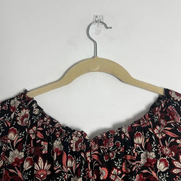Talbots Plus Bracelet Sleeve Elastic Waist Autumn Garden Feminine Midi Dress 2X