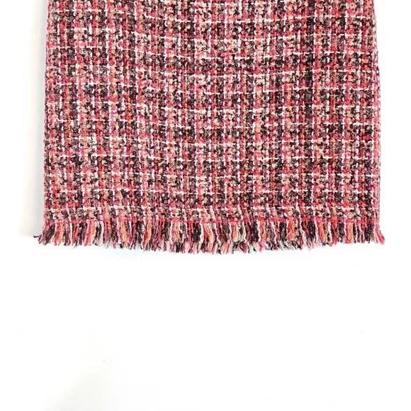 Talbots Tweed Boucle Fringe Wool Blend Pink Multi A Line Skirt Size 6