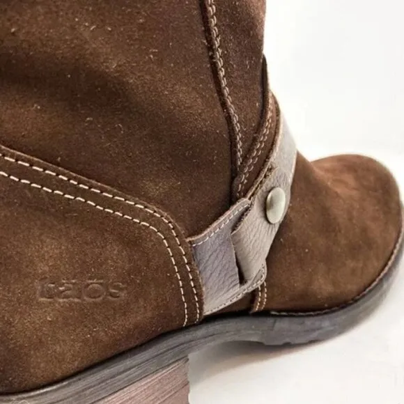 Taos Craft Brown Suede Block Heel Ankle Boots - Size 10