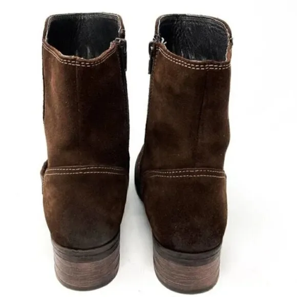 Taos Craft Brown Suede Block Heel Ankle Boots - Size 10