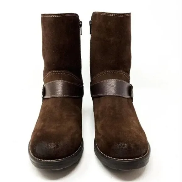 Taos Craft Brown Suede Block Heel Ankle Boots - Size 10