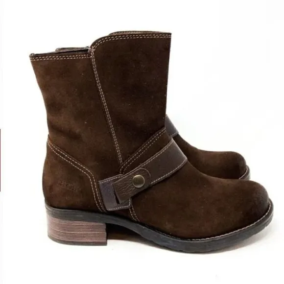 Taos Craft Brown Suede Block Heel Ankle Boots - Size 10