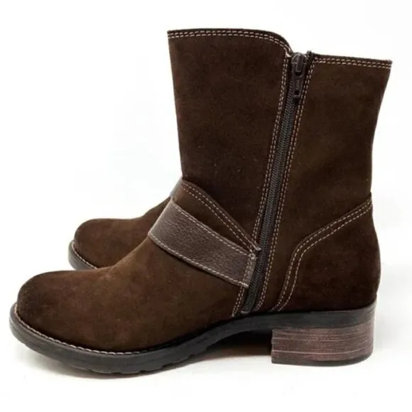 Taos Craft Brown Suede Block Heel Ankle Boots - Size 10