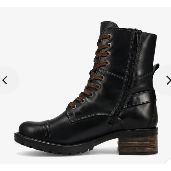Taos Crave Boots Black Leather Lace-up Combat Moto Women’s Sz 39 US 8 MSRP $250