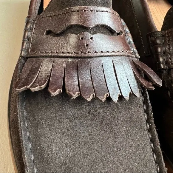 Ted Baker London Brown Suede Loafer Shoes Leather Fringe Men’s Size EU 42 US 9