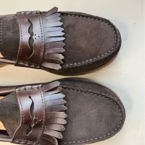 Ted Baker London Brown Suede Loafer Shoes Leather Fringe Men’s Size EU 42 US 9