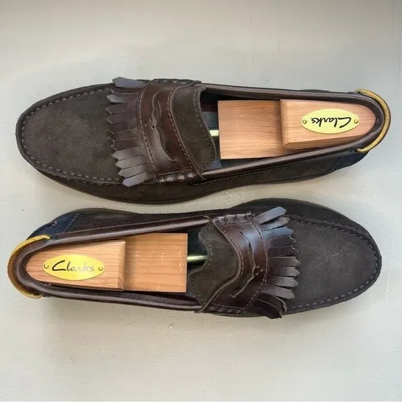Ted Baker London Brown Suede Loafer Shoes Leather Fringe Men’s Size EU 42 US 9