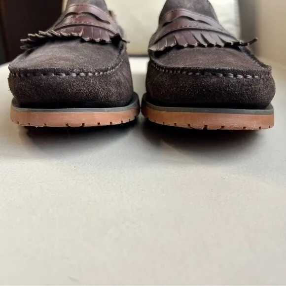 Ted Baker London Brown Suede Loafer Shoes Leather Fringe Men’s Size EU 42 US 9