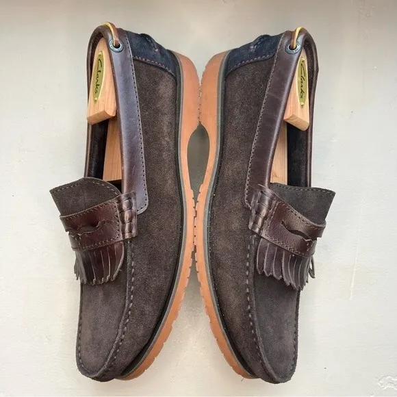 Ted Baker London Brown Suede Loafer Shoes Leather Fringe Men’s Size EU 42 US 9