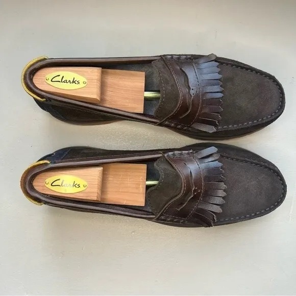 Ted Baker London Brown Suede Loafer Shoes Leather Fringe Men’s Size EU 42 US 9