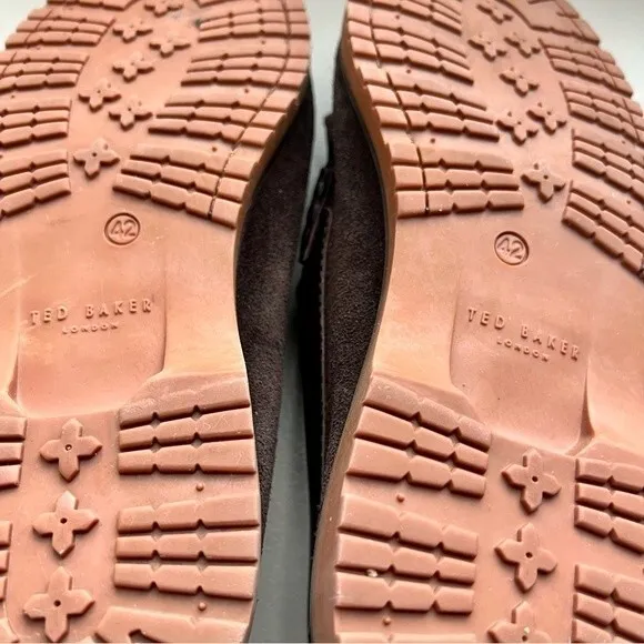 Ted Baker London Brown Suede Loafer Shoes Leather Fringe Men’s Size EU 42 US 9