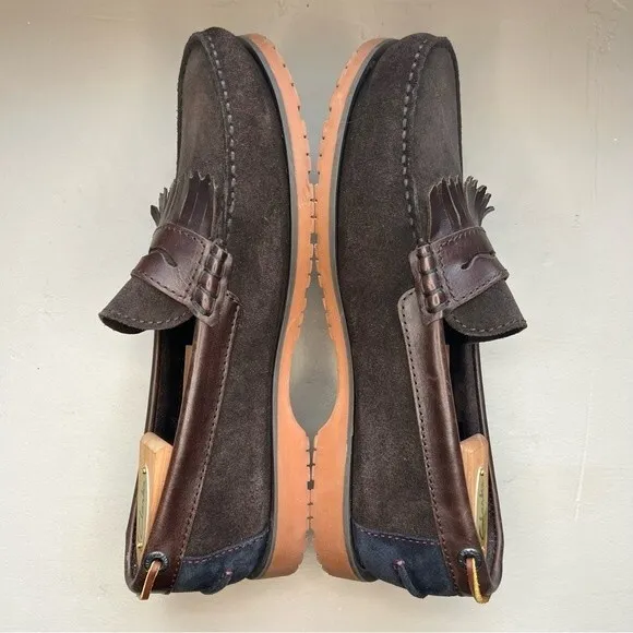 Ted Baker London Brown Suede Loafer Shoes Leather Fringe Men’s Size EU 42 US 9