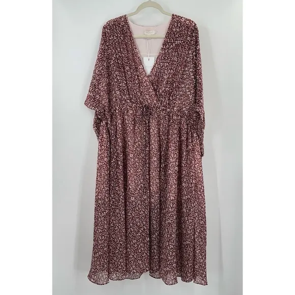 Ted Baker Vallyy Draped Midi Dress with Batwing Sleeve in Deep Purple NWT Size 8