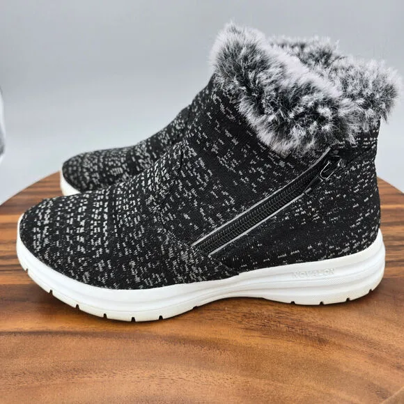 Telic Boots Womens 6 Black Gray Apres-Ski Recovery Zip Up Faux Fur Ankle Booties