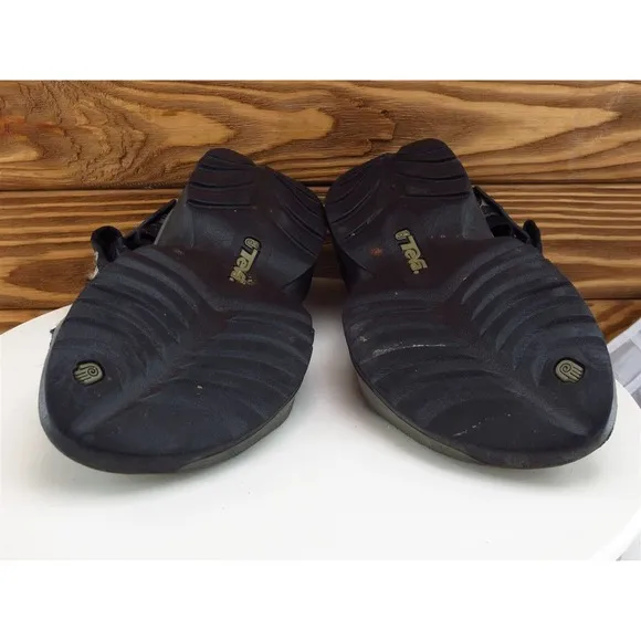 Teva Sz 10 Slip-On Sandals Black Synthetic Men Hook‎ &amp; Loop