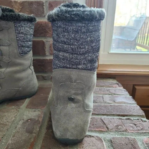 The North Face Nuptse Purna II Gray Women's Winter Boots Suede Faux Fur Size 9