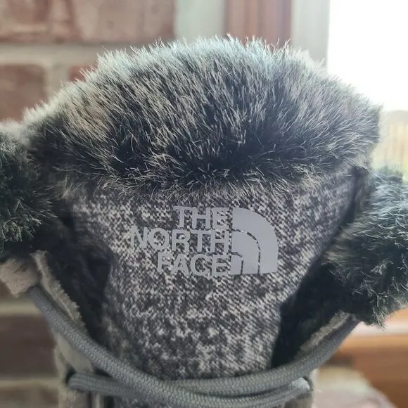 The North Face Nuptse Purna II Gray Women's Winter Boots Suede Faux Fur Size 9
