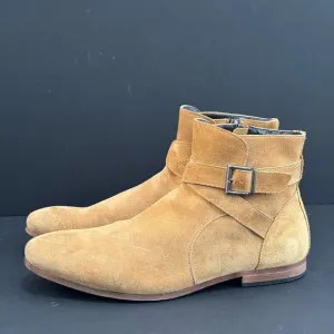The Rail 'Seneca' Men’s Buckle Zip Up Ankle Boot in Camel Tan Suede - 43/10