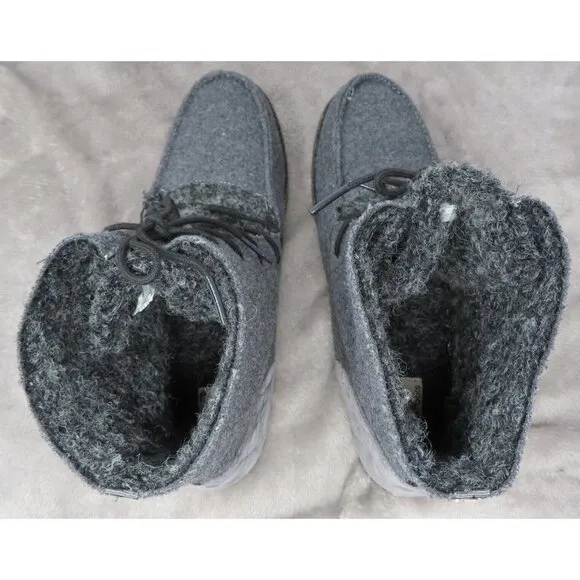 The Sak Sakroots Womens 10 Gray Jayla Boots Lace Up Booties Owl Felt Boucle NEW