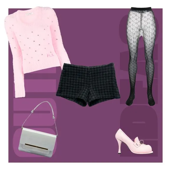 Theory Classic Houndstooth Pied de Poule Print Black &amp; Grey Side Zip Wool Shorts