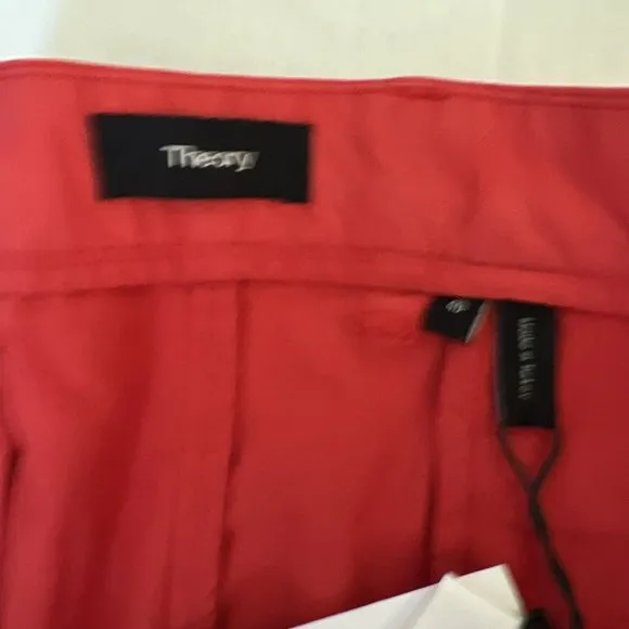 🔥Theory Zaine Sz 40 Flat Front Cadmium Red Shorts $165