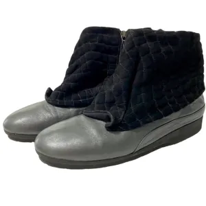 Thierry Rabotin Black Gray Leather Ankle Boots size EU 39 US 8