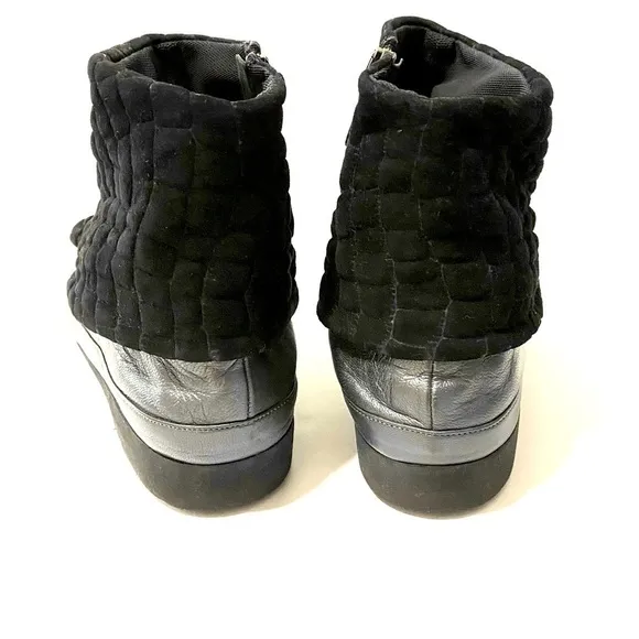 Thierry Rabotin Black Gray Leather Ankle Boots size EU 39 US 8