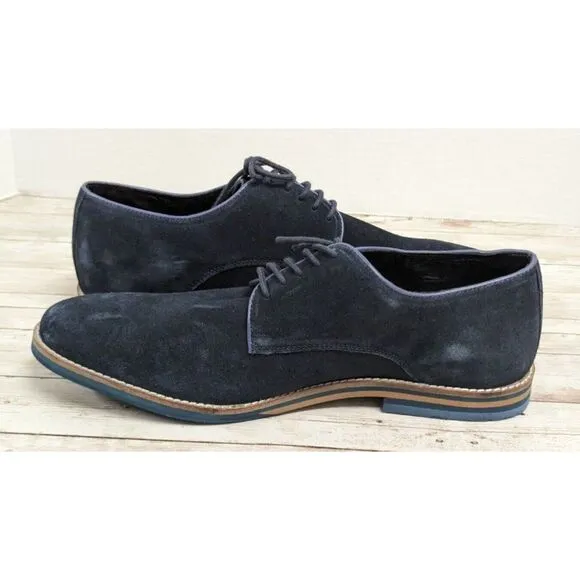 Thomas &amp; Vine #001507 Mens Size 9 Navy Blue Leather Lace Up Oxford Shoes