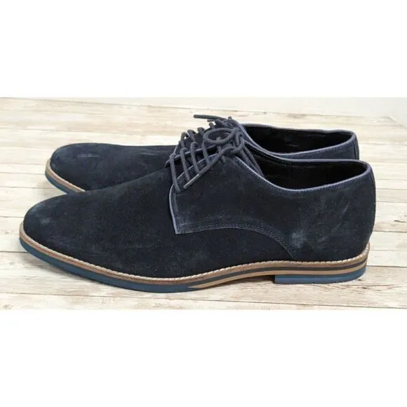 Thomas &amp; Vine #001507 Mens Size 9 Navy Blue Leather Lace Up Oxford Shoes