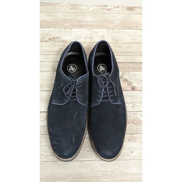 Thomas &amp; Vine #001507 Mens Size 9 Navy Blue Leather Lace Up Oxford Shoes