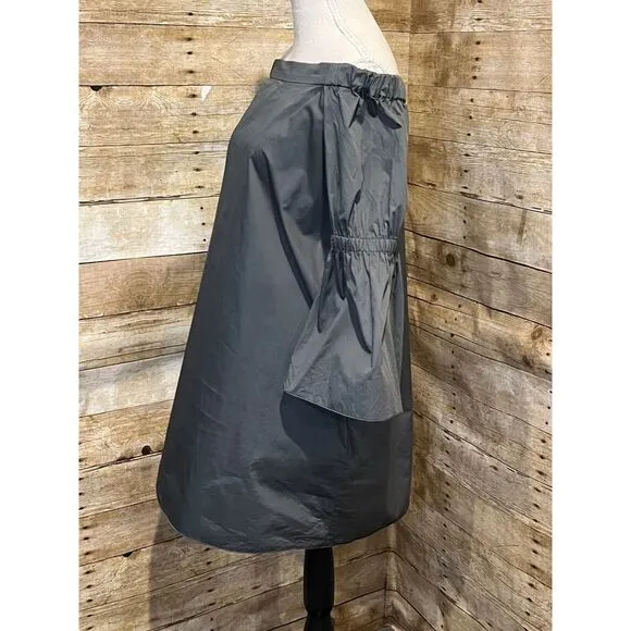 TIBI OFF THE SHOULDER ABOVE KNEE POPLIN BELL SLEEVE DENALI GREEN DRESS SIZE 10