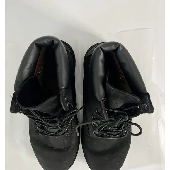 Timberland 12907 Junior Premium Black NuBuck Boots, Size 6 M.
