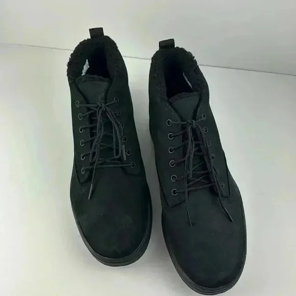 TIMBERLAND CHUKKA BOOTS BLACK SUEDE SZ 12 with FAUX FUR LINING NWOT