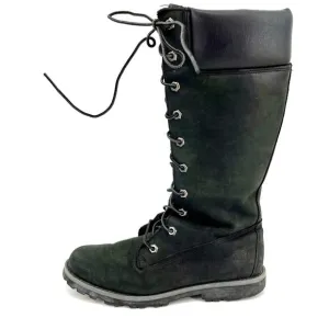 Timberland Classic  Black LeatherTall Boots Girls' Kids Gradeschool Shoes Size 4